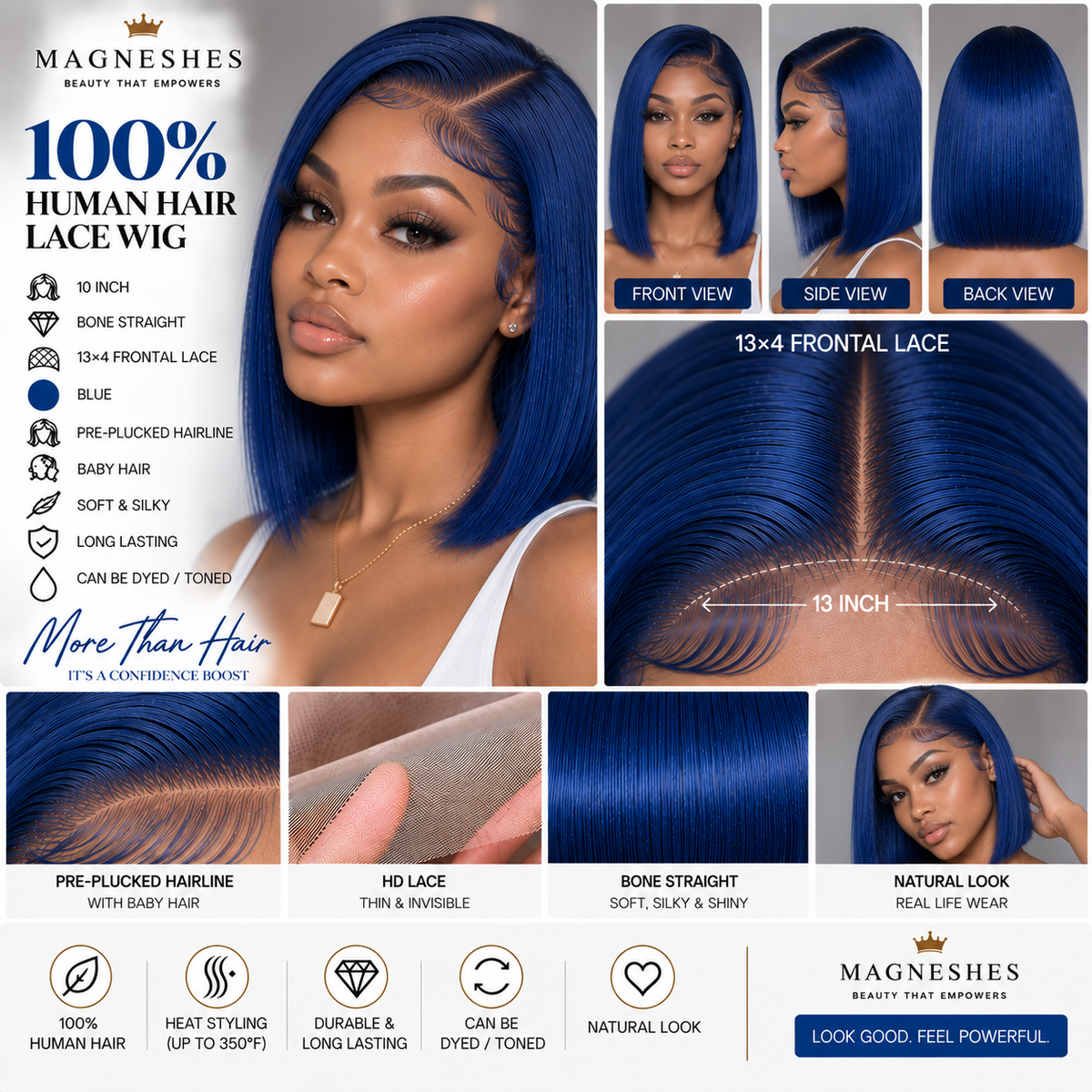 Magneshes™ Bone Straight 13x4 Frontal Lace