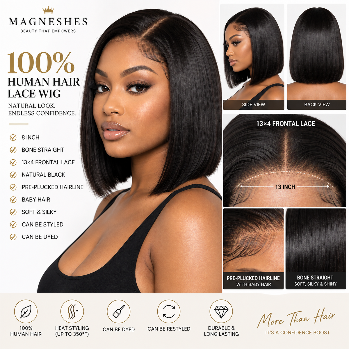 Magneshes™ Bone Straight 13x4 Frontal Lace