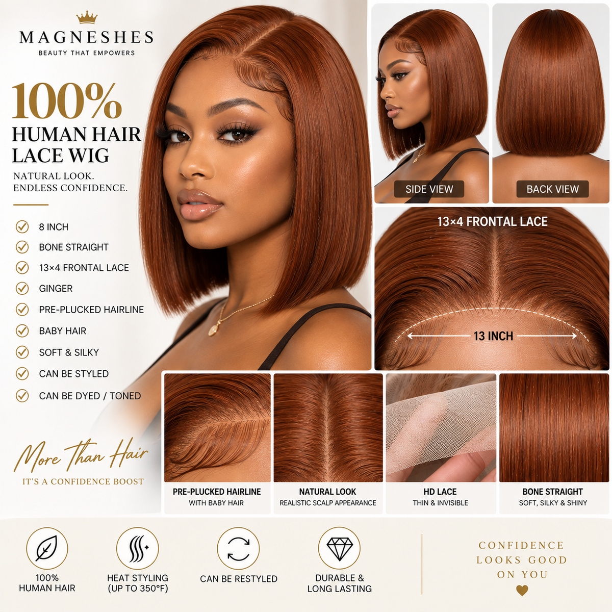 Magneshes™ Bone Straight 13x4 Frontal Lace