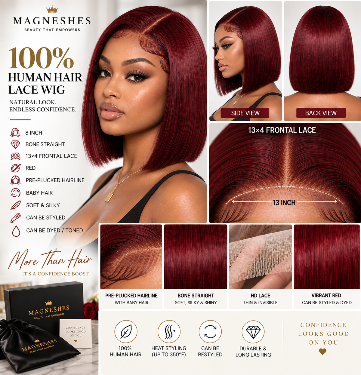 Magneshes™ Bone Straight 13x4 Frontal Lace