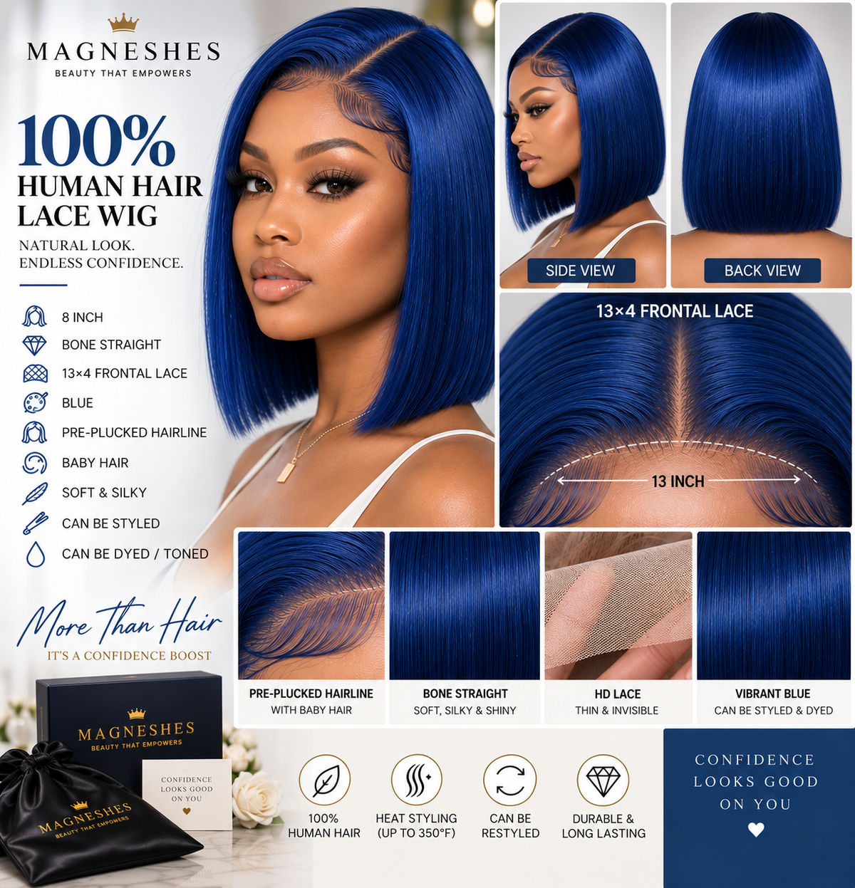 Magneshes™ Bone Straight 13x4 Frontal Lace