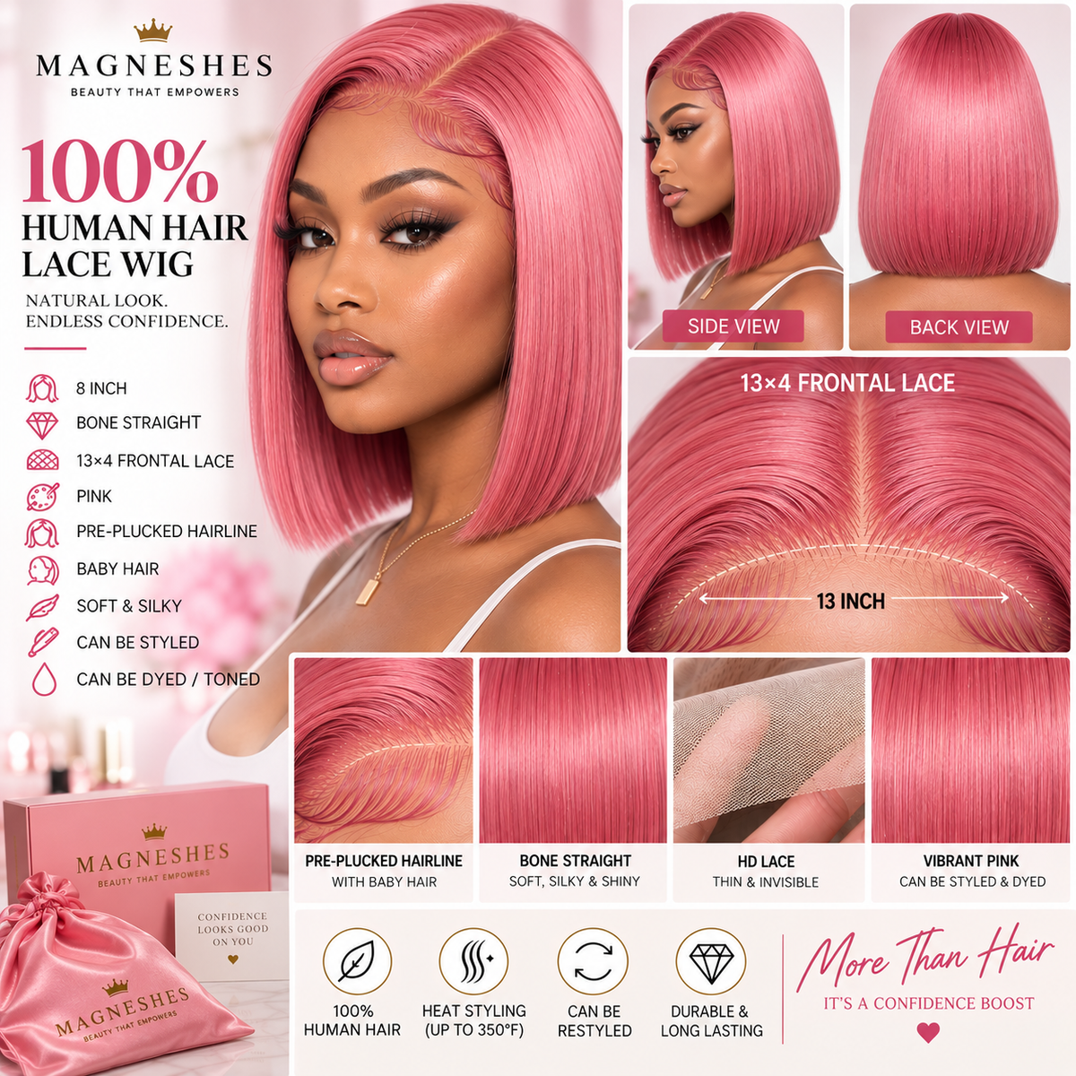 Magneshes™ Bone Straight 13x4 Frontal Lace