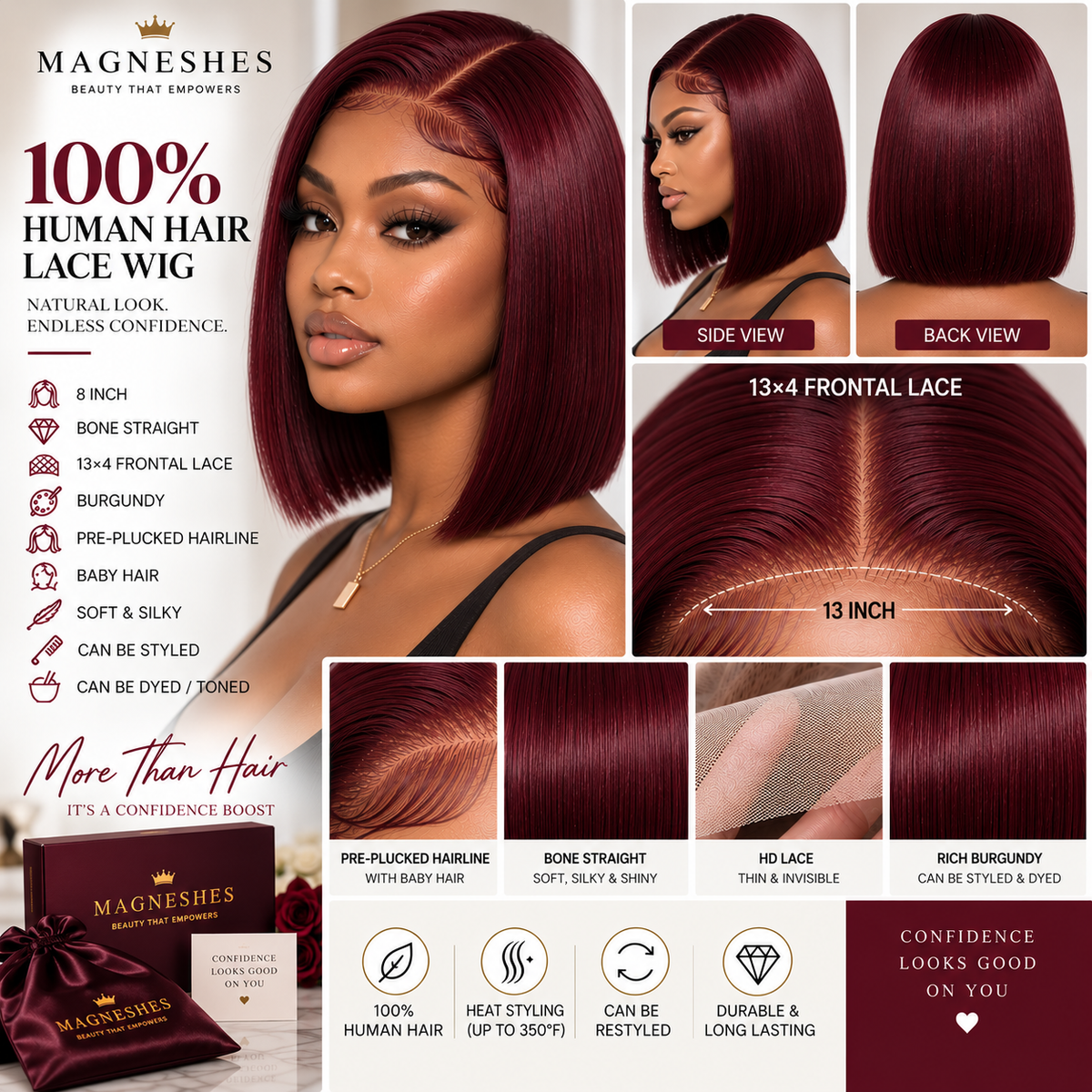 Magneshes™ Bone Straight 13x4 Frontal Lace