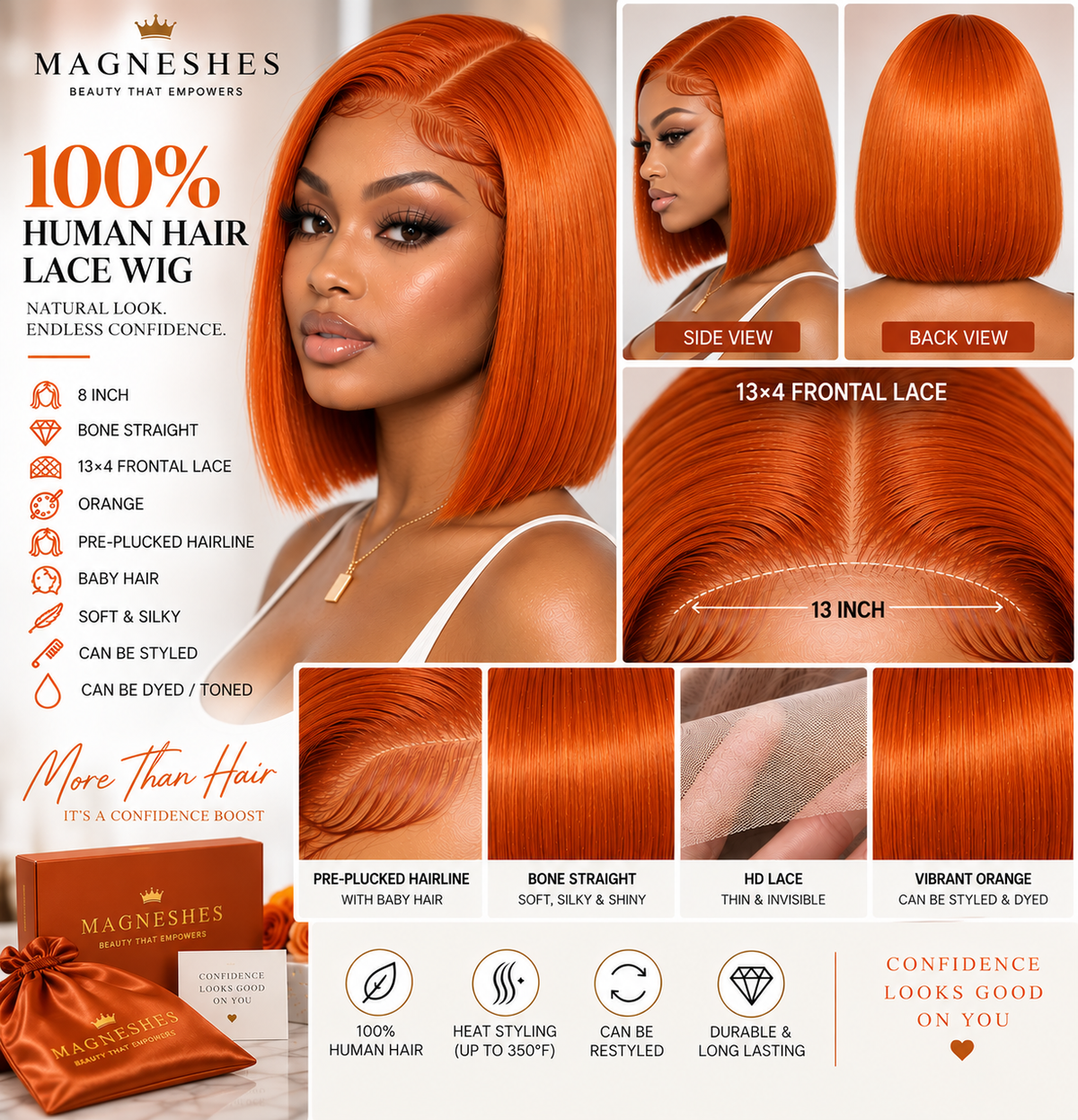 Magneshes™ Bone Straight 13x4 Frontal Lace