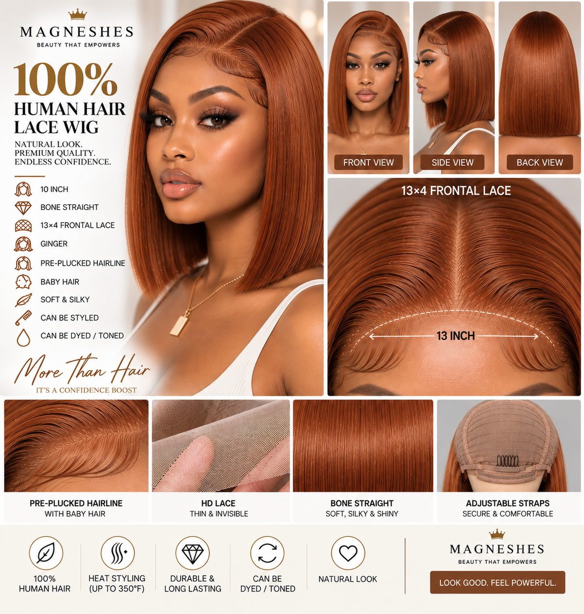 Magneshes™ Bone Straight 13x4 Frontal Lace