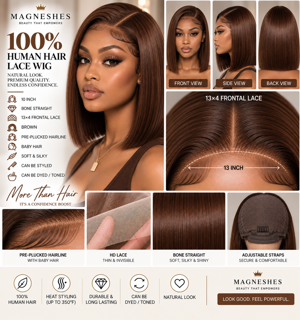 Magneshes™ Bone Straight 13x4 Frontal Lace