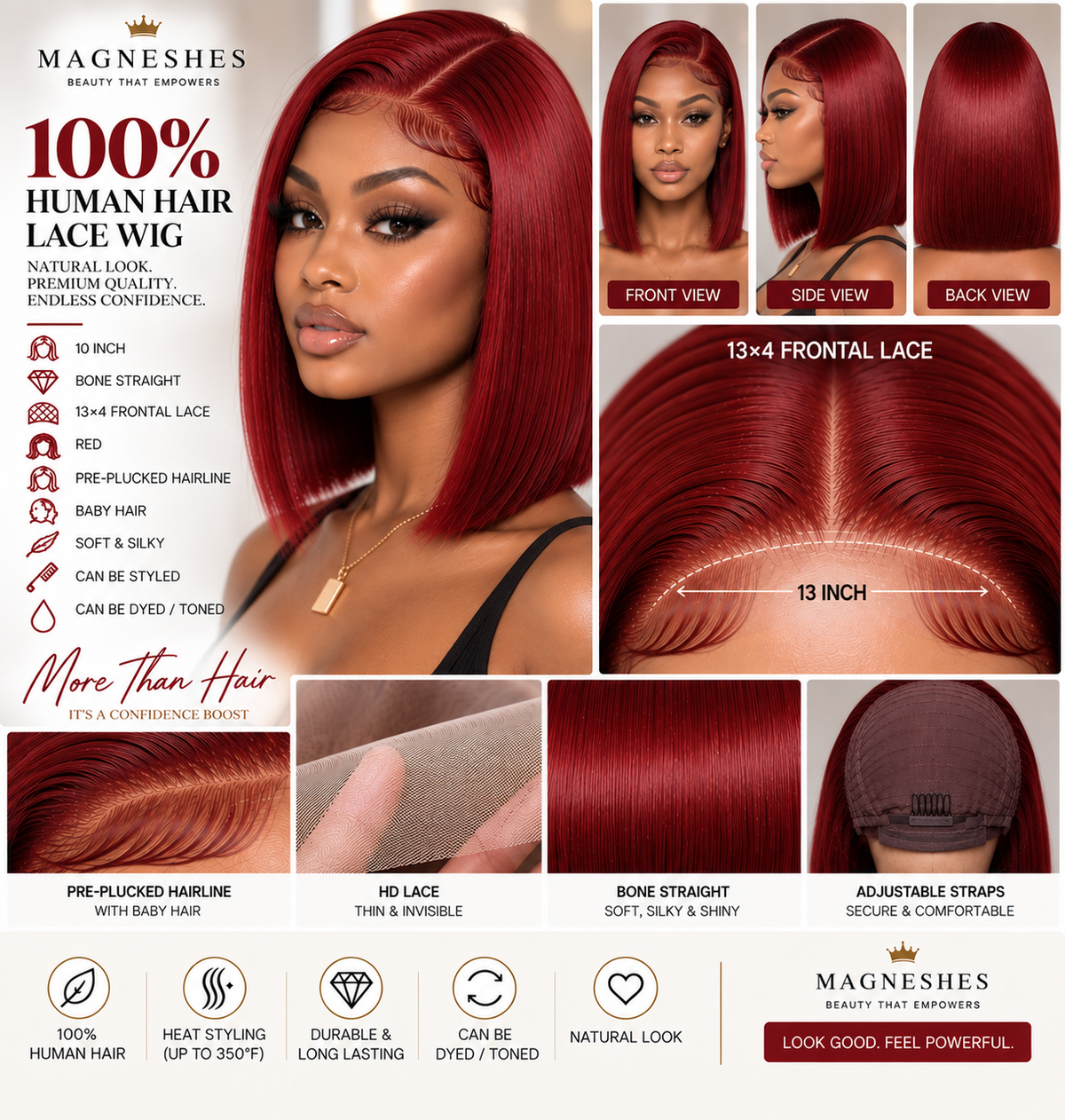 Magneshes™ Bone Straight 13x4 Frontal Lace