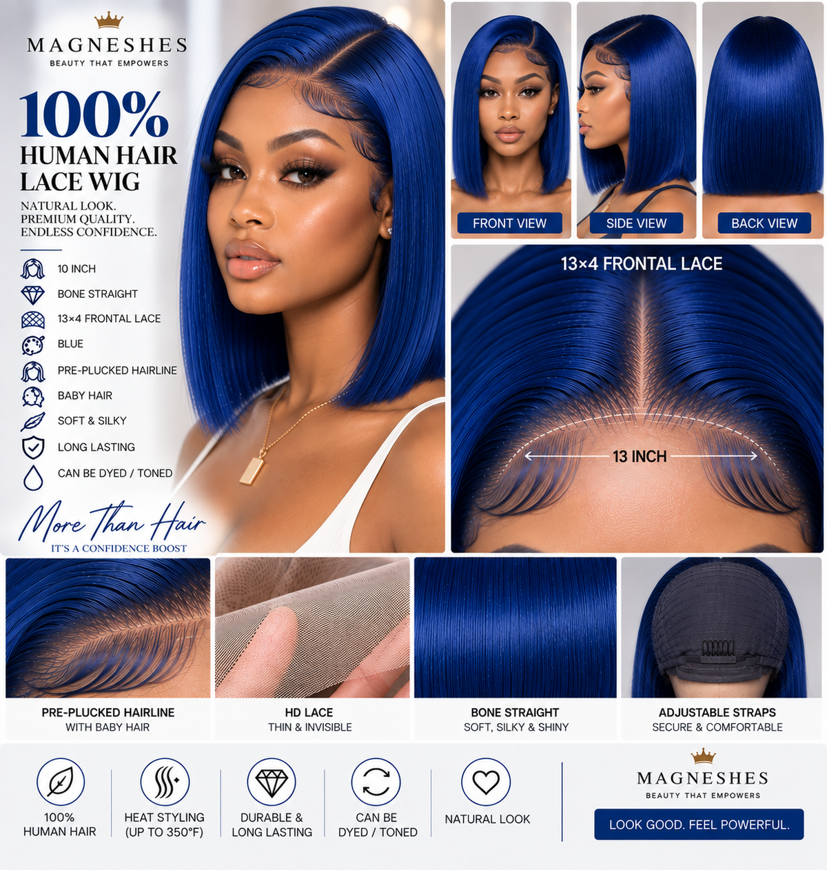Magneshes™ Bone Straight 13x4 Frontal Lace