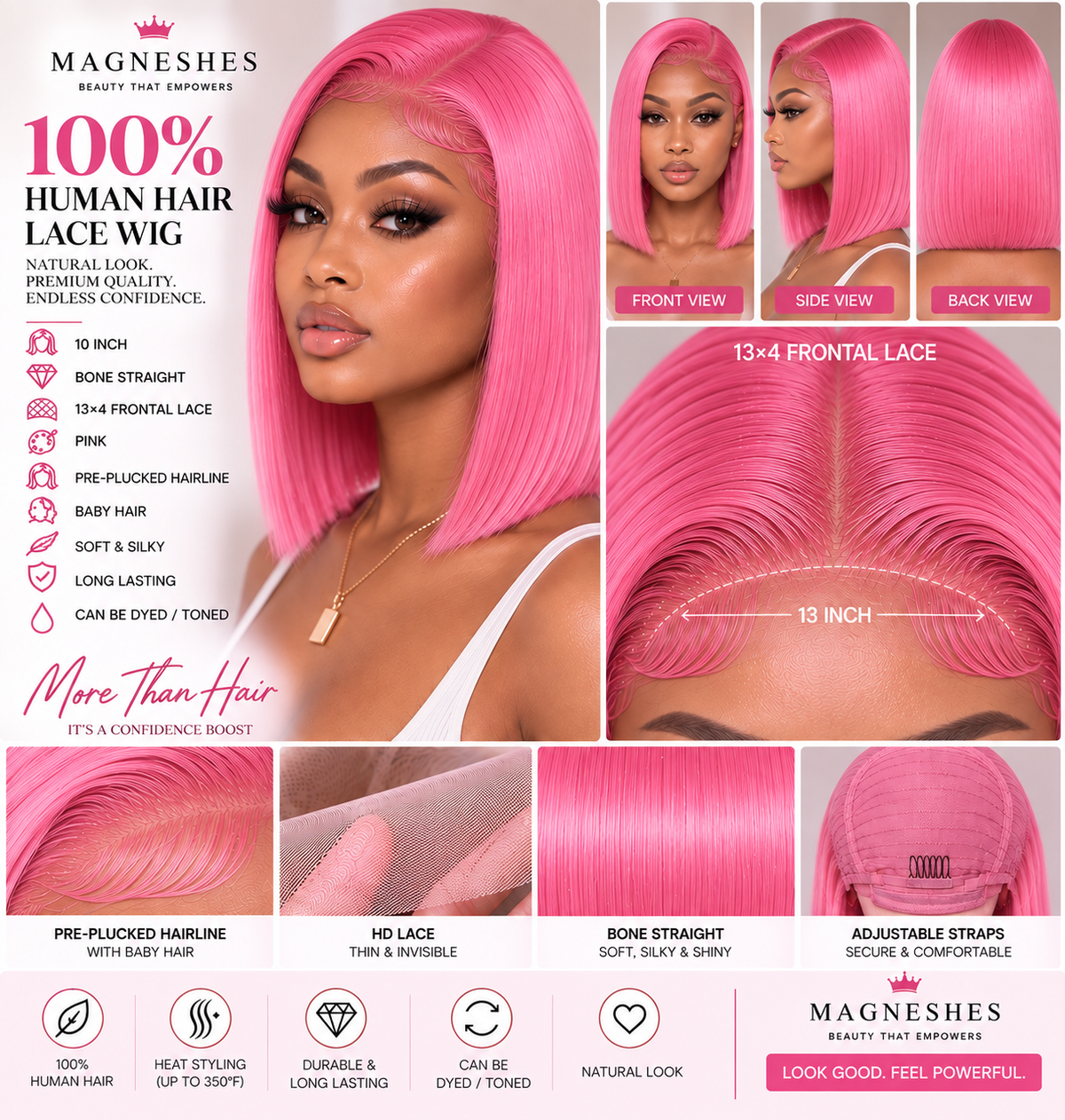 Magneshes™ Bone Straight 13x4 Frontal Lace