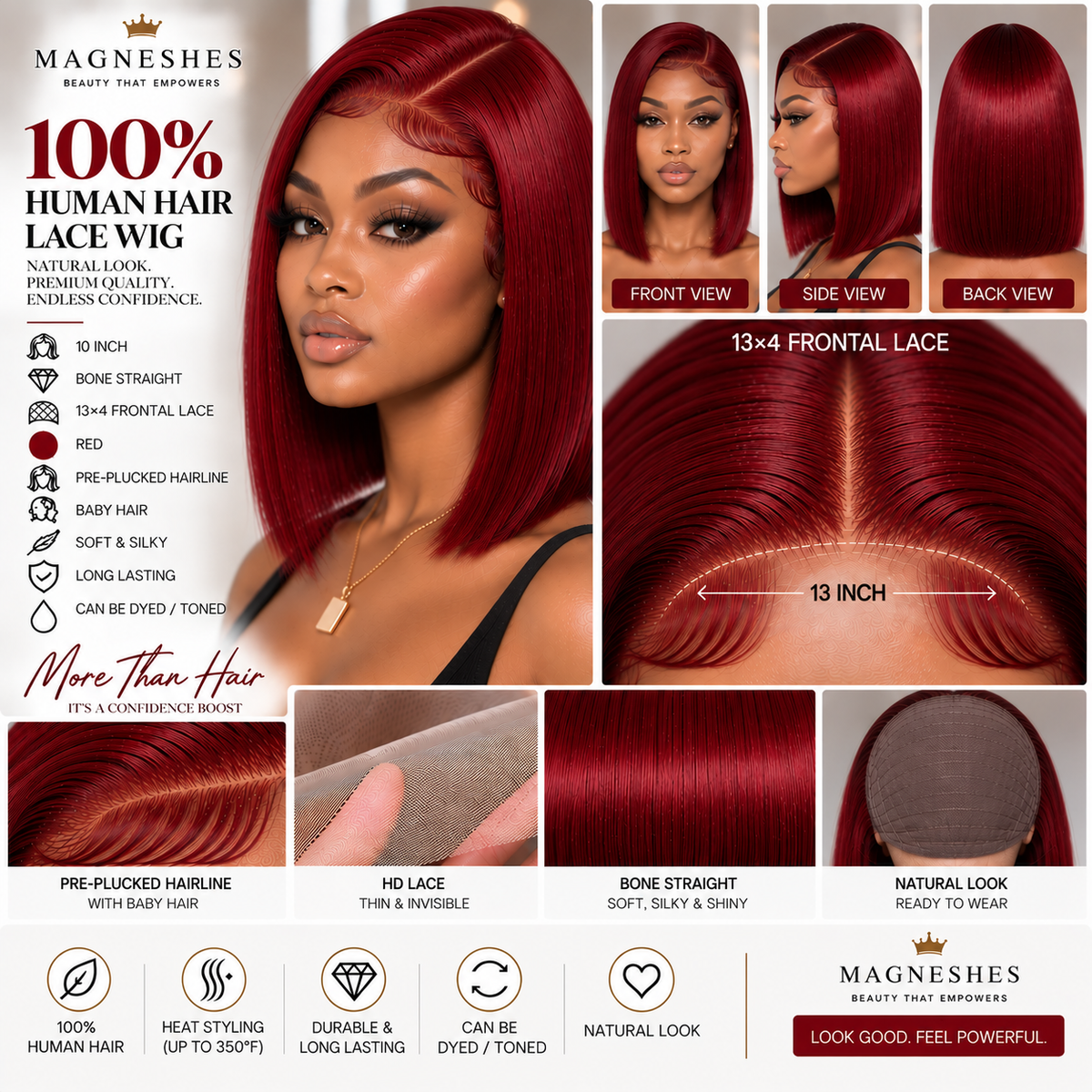 Magneshes™ Bone Straight 13x4 Frontal Lace